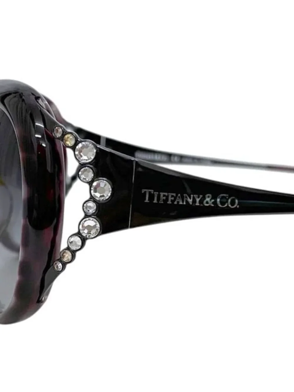 Tiffany & Co Sunglasses Purple Black Acetate Rhinestone Eyewear Simple